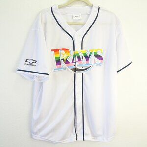 Match Up Tampa Bay Rays Button Up Baseball Jersey Men's XL